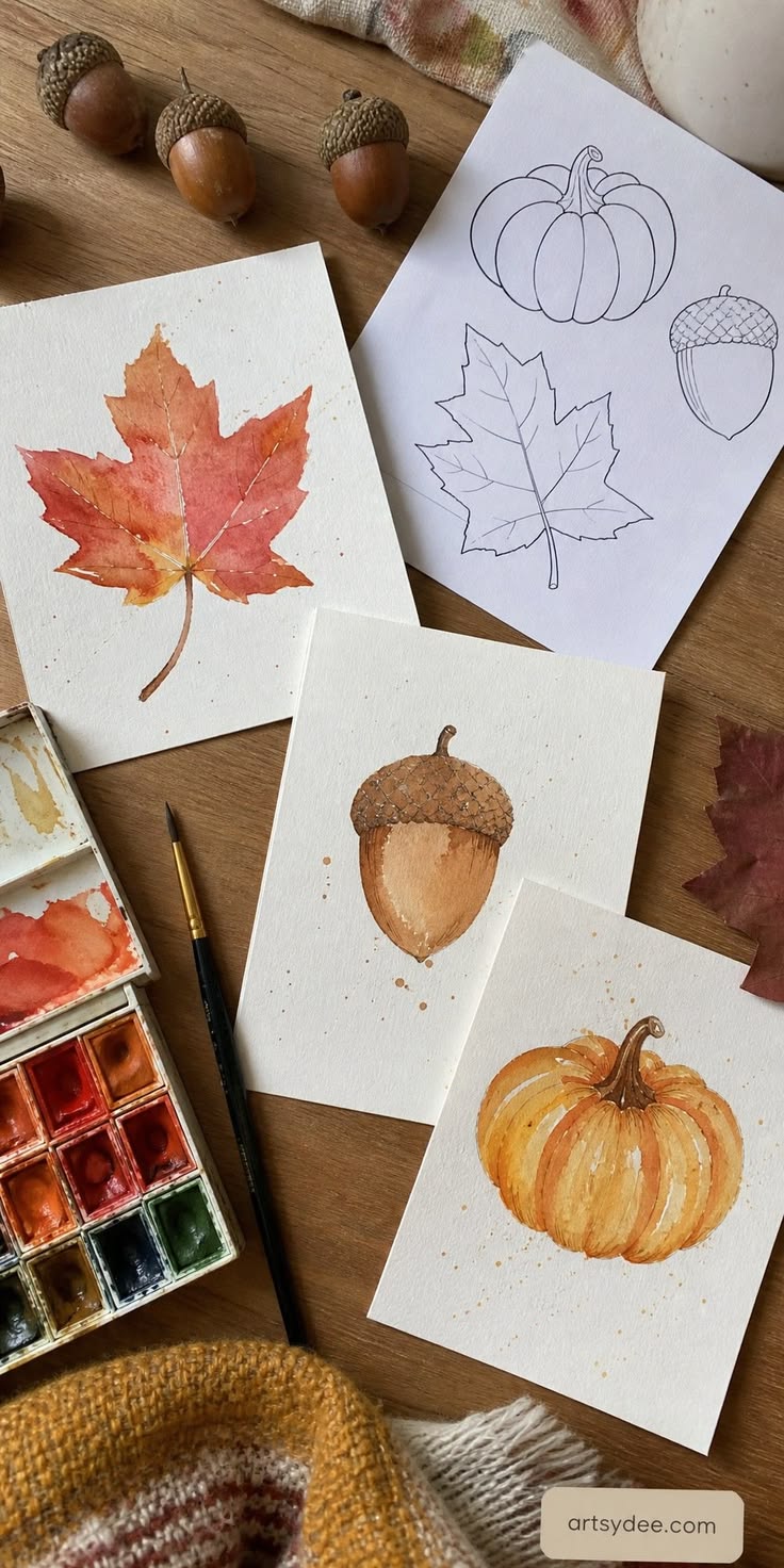 Aquarelle thème automne & halloween - 30 Oct